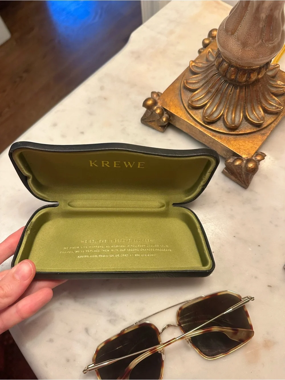KREWE Gold Metal Frame Sunglasses with Brown Lenses
